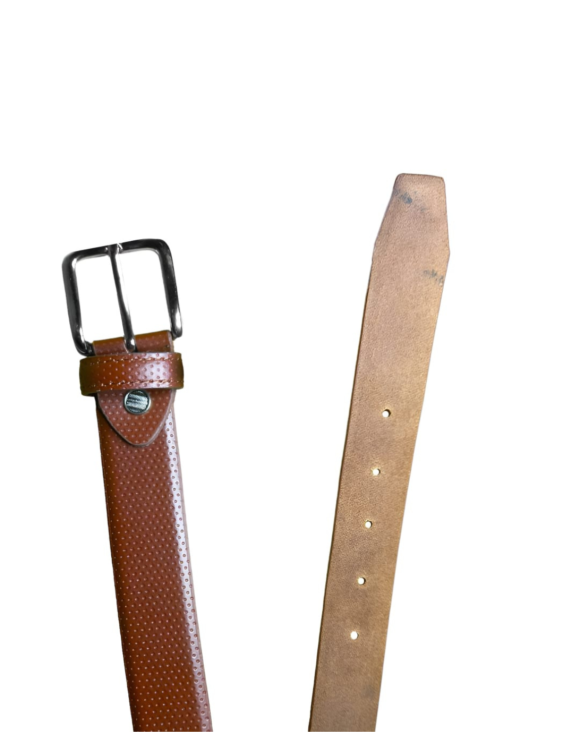 dark brown doted shiny leather belt