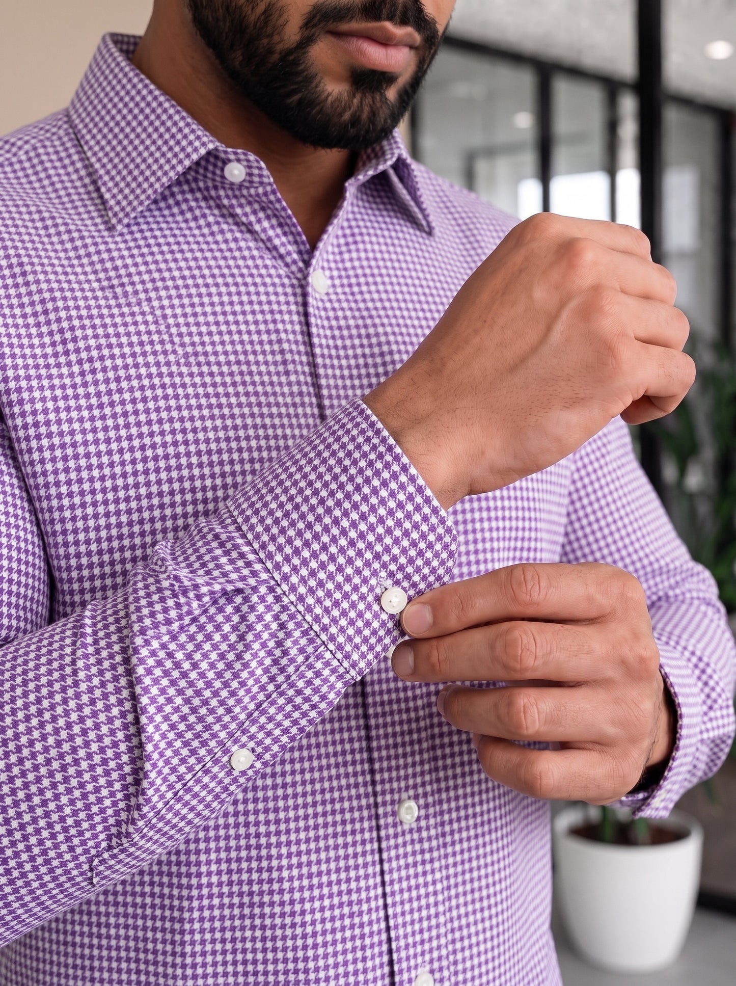 Purple Check Dress Shirt