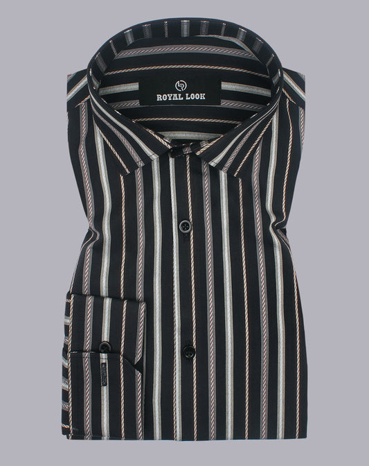Black & Brown Textured Lining Shirt