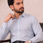 White & Blue Lining Dress Shirt