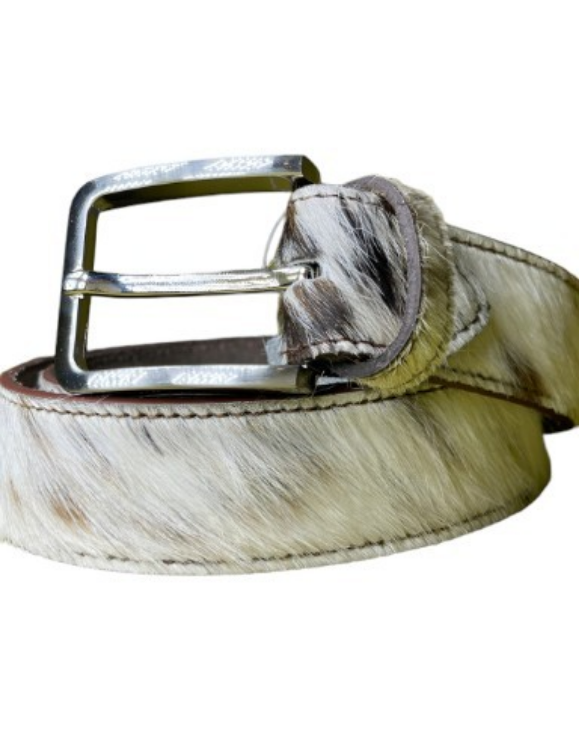 White Leather Fur belt