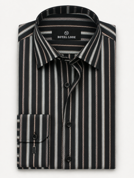 Black & Brown Textured Lining Shirt