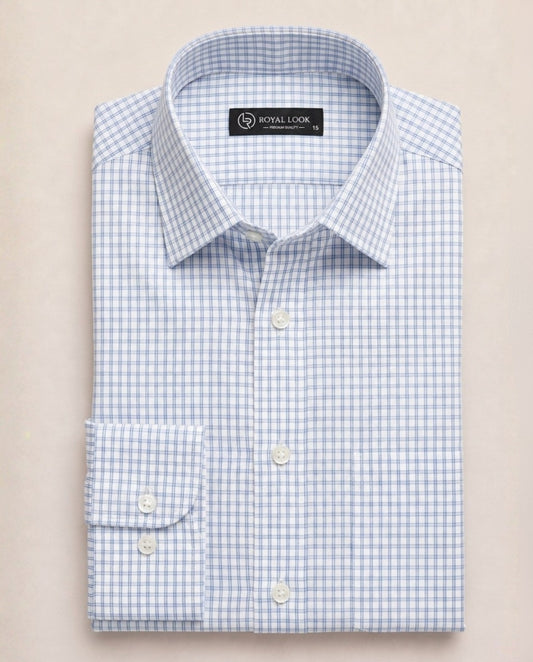 Light Blue Boxes Dess Shirt