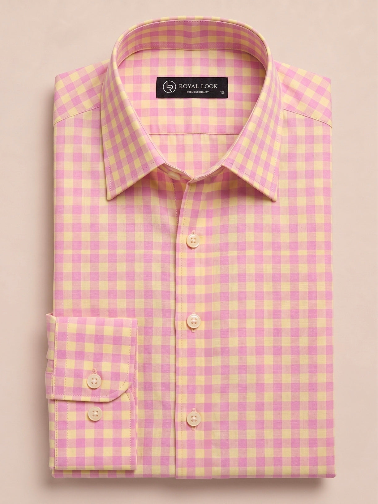 Yellow & Pink Check Dress Shirt