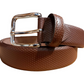 dark brown doted shiny  leather belt