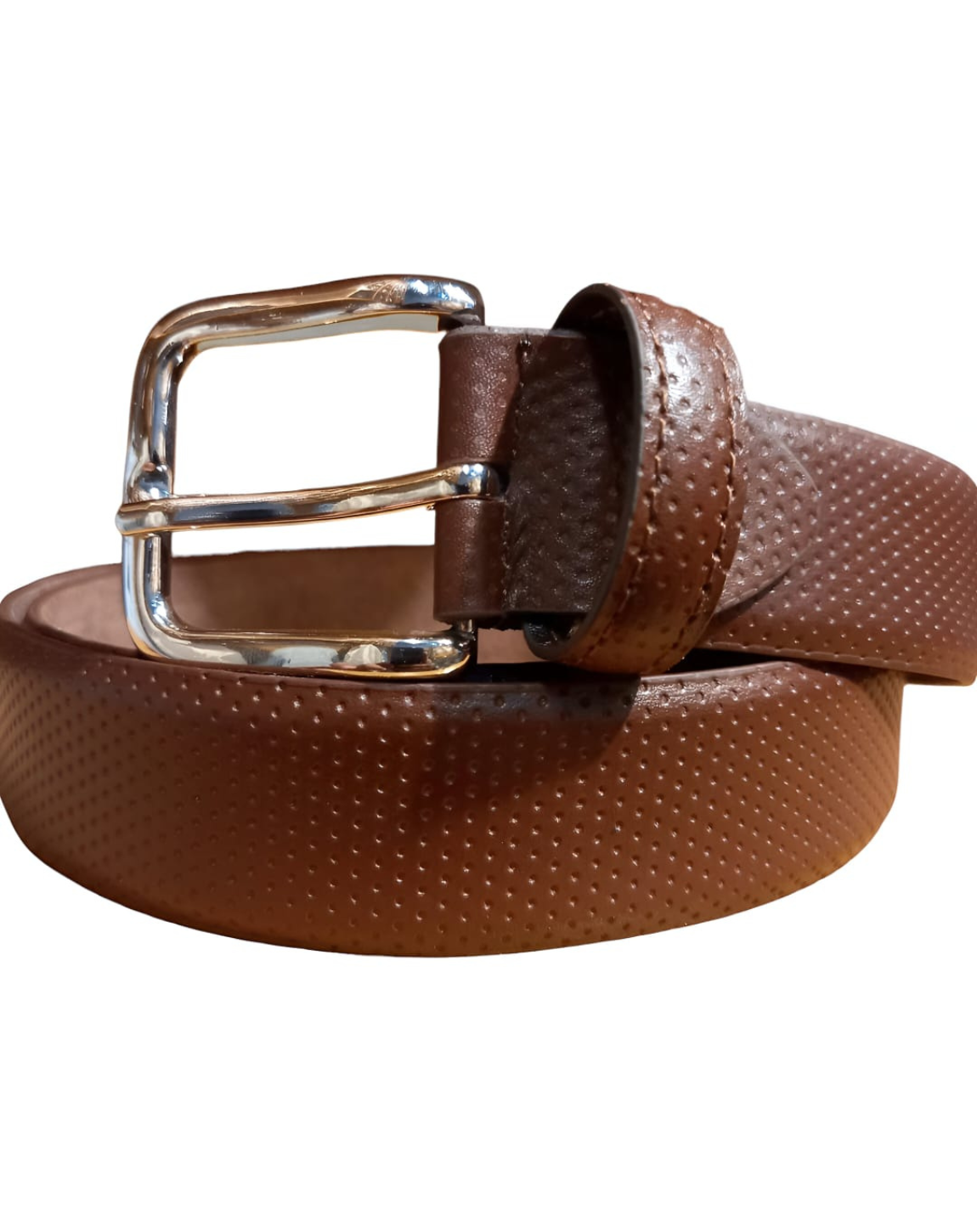 dark brown doted shiny  leather belt