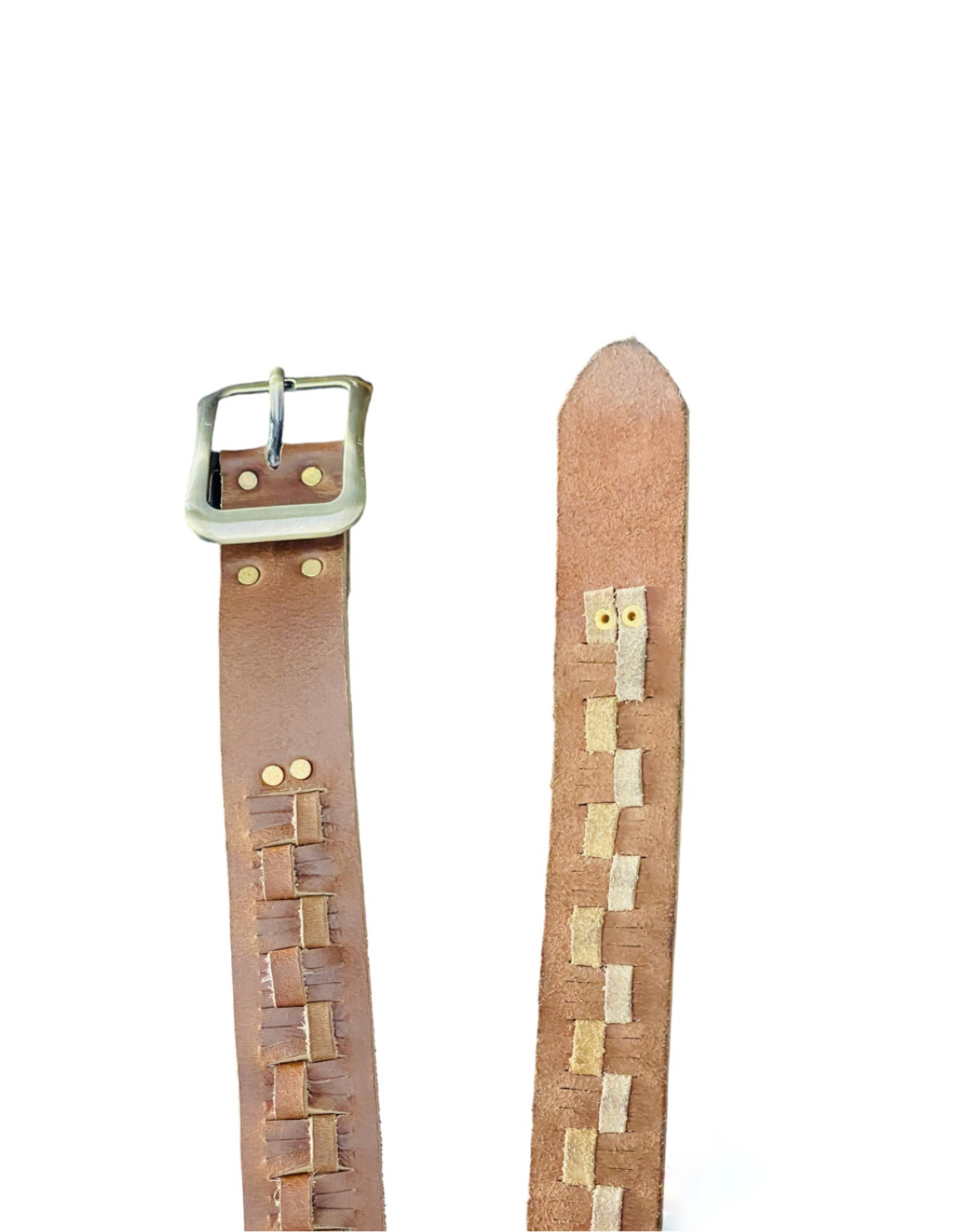 Light brown cut  style leather belt