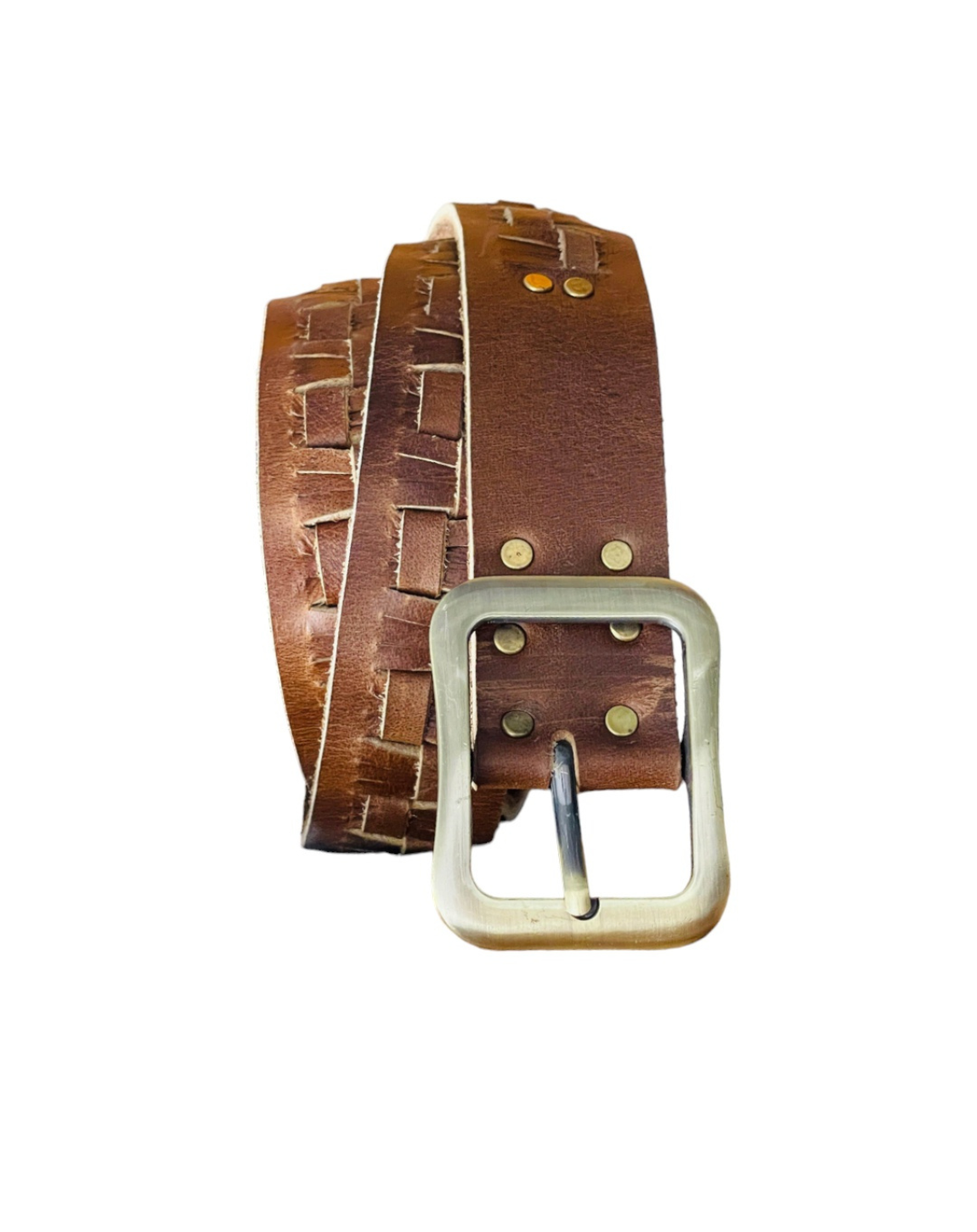 Light brown cut  style leather belt