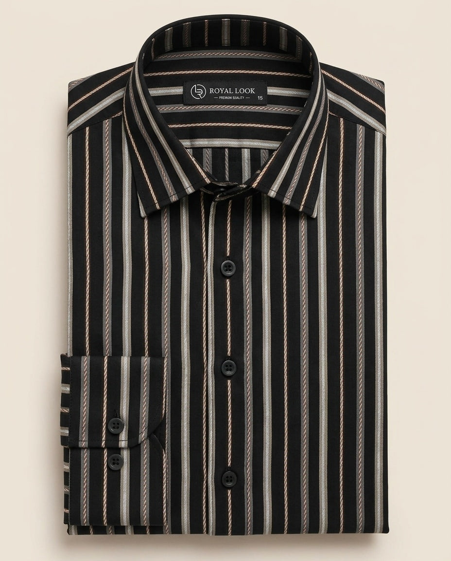 Black & Brown Textured Lining Shirt