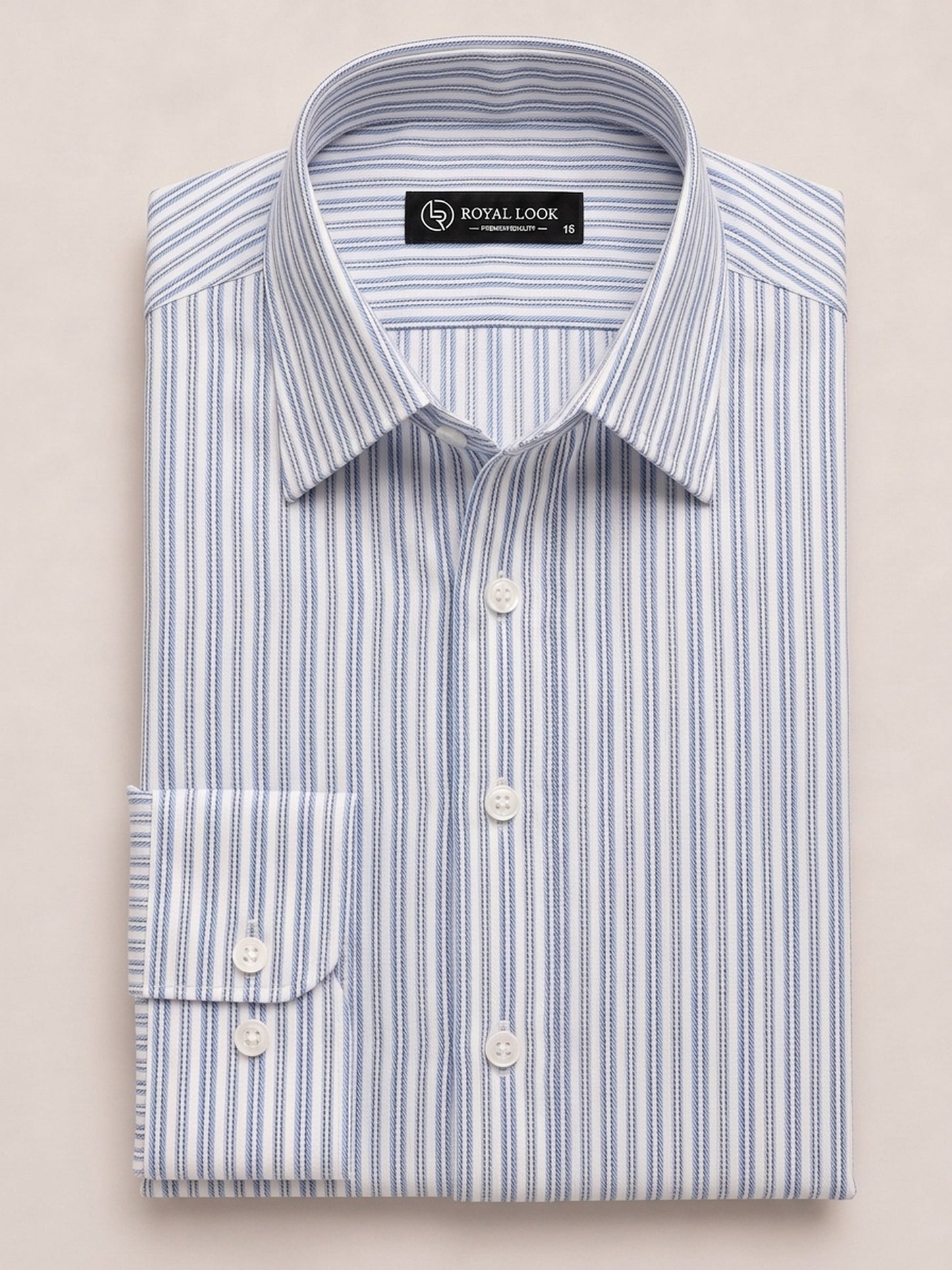 White & Blue Lining Dress Shirt