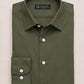 Olive Green Plain Dress Shirt