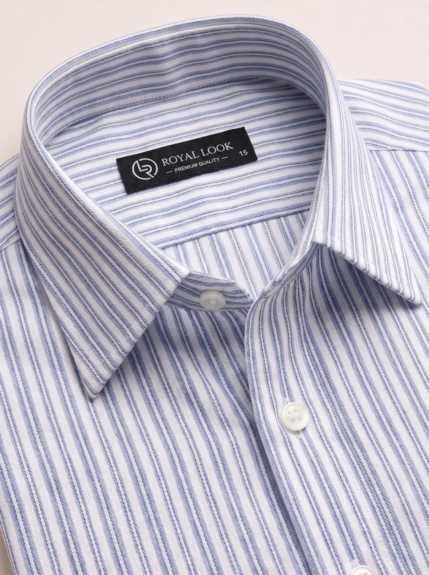 White & Blue Lining Dress Shirt