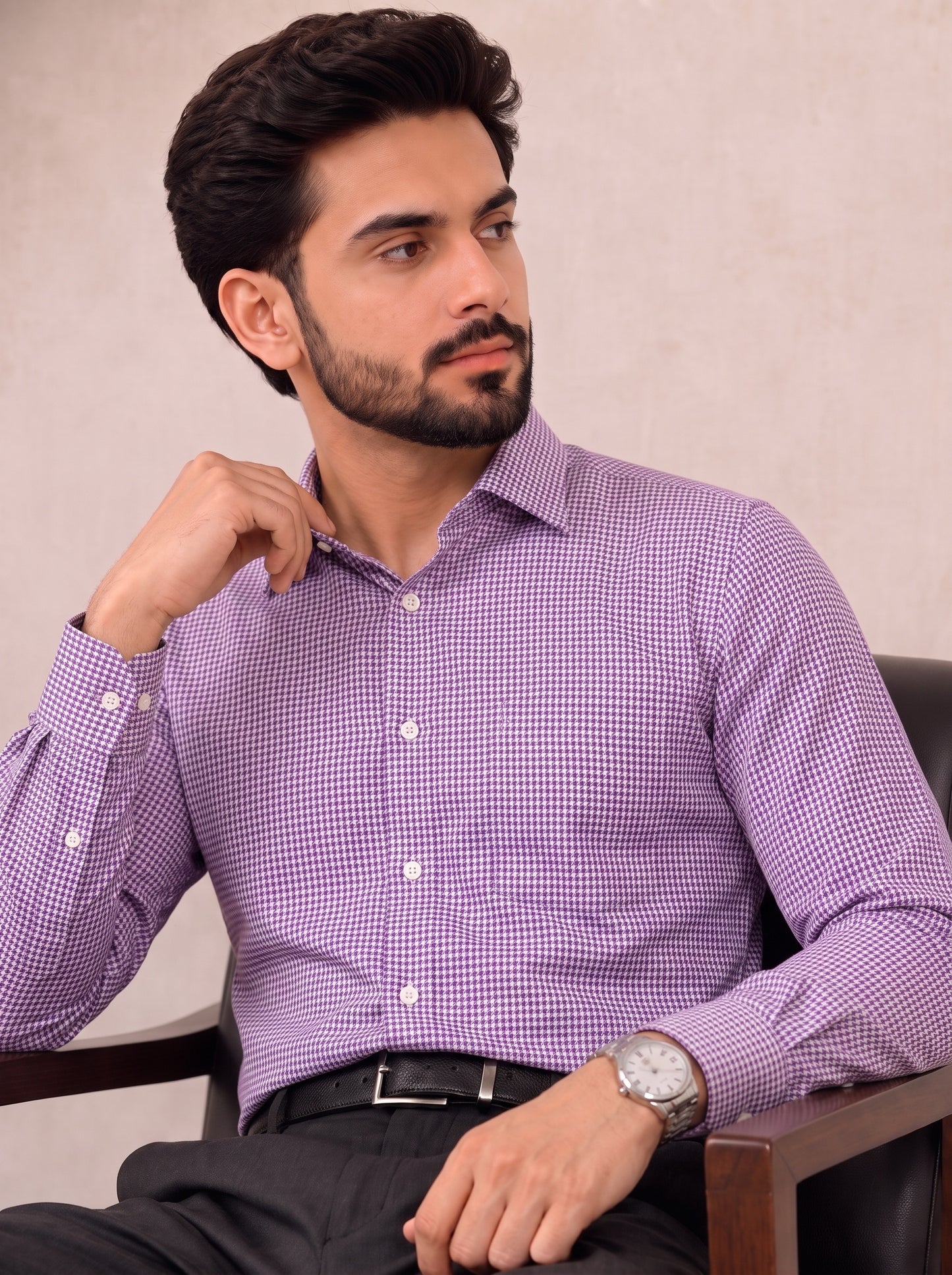 Purple Check Dress Shirt